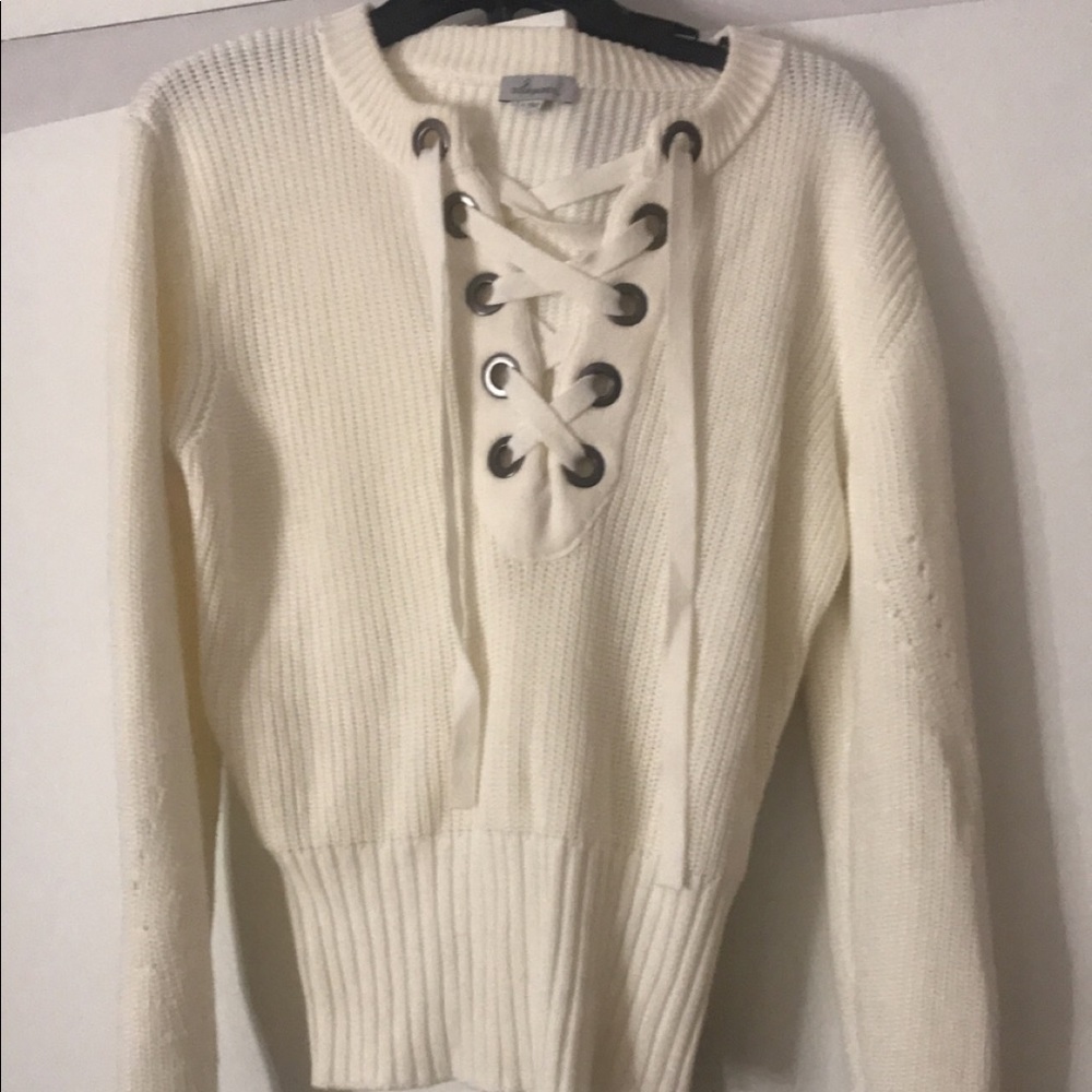 Ivory front tie Sweater